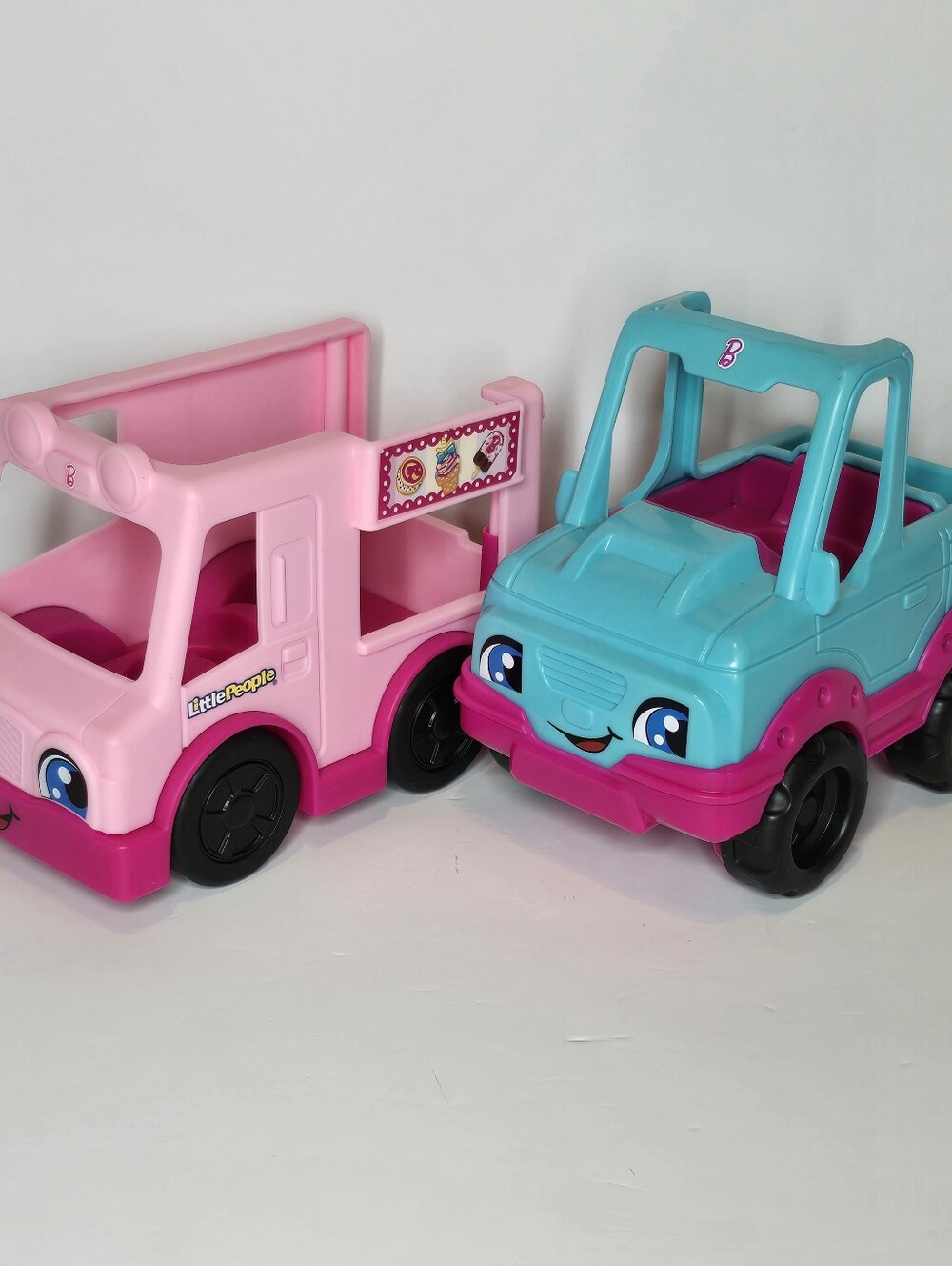 Little People Barbie SUV Truck & Pink Ice Cream Trailer Vehicle Lot
